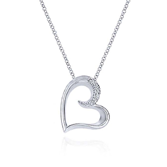 Gabriel & Co. White Sapphire Open Heart Pendant Necklace in Sterling Silver