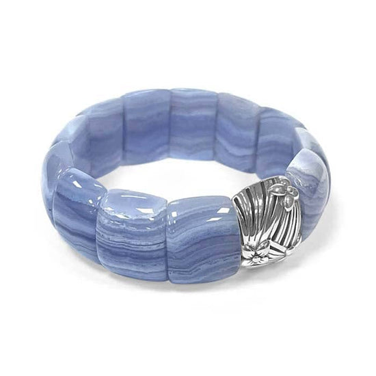 Stephen Dweck Blue Lace Agate Stretch Bracelet in Sterling Silver
