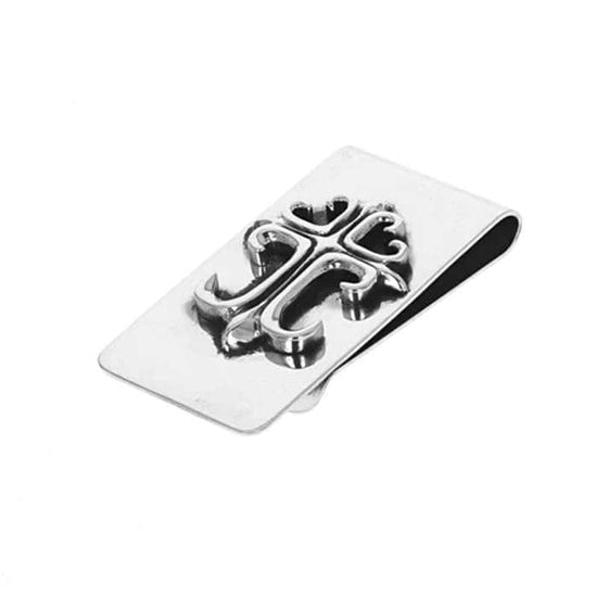 King Baby Money Clip With Cross in Sterling Silver