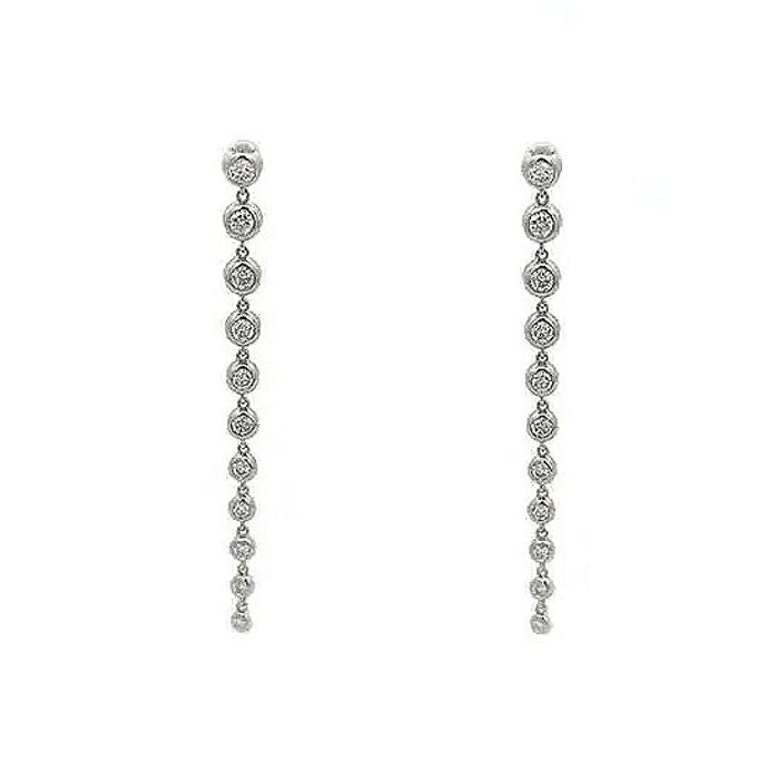 Charles Krypell Diamond Bezel Drop Earrings in 18K White Gold