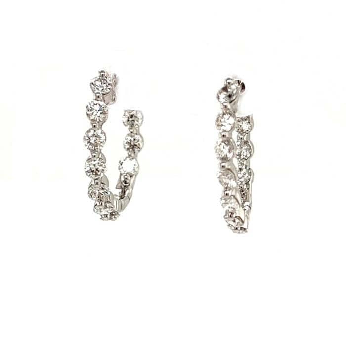 Mountz Collection Inside/Outside Oval Angled Diamond Hoop Earrings in 14K White Gold