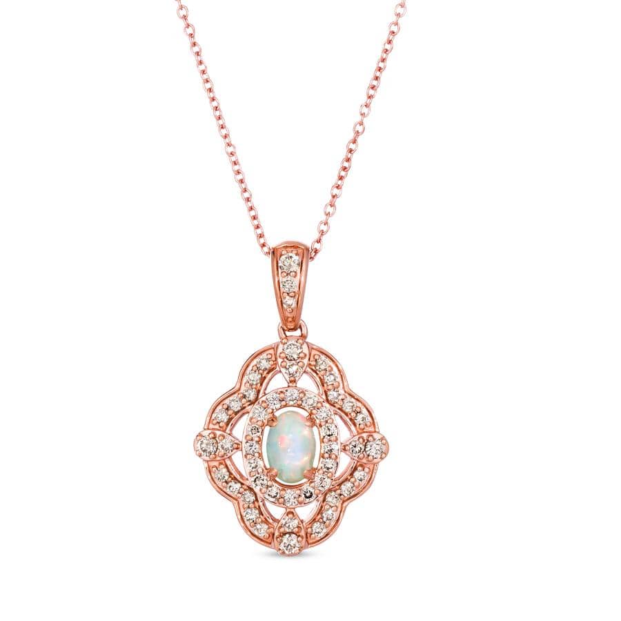 Le Vian Creme Brulee Pendant featuring Neopolitan Opal and Nude Diamonds in 14K Strawberry Gold