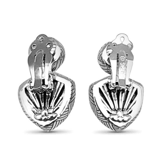 Stephen Dweck Silver Button Pearl and Hand-Carved Quartz Clip Earrings in Sterling Silver