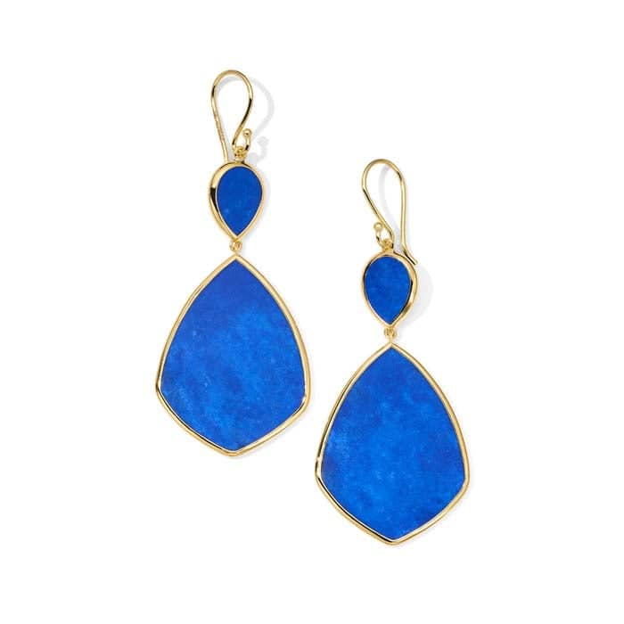 Ippolita Polished Rock Candy Lapis Large Snowman Earrings in 18K Yellow Gold