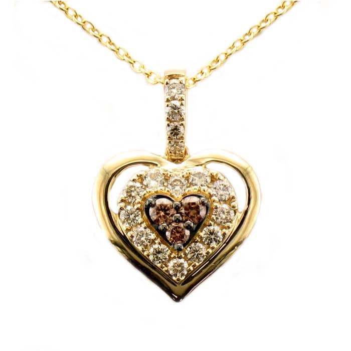 Le Vian Creme Brulee Heart Pendant featuring Chocolate and Nude Diamonds in 14K Honey Gold