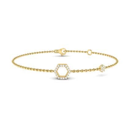 Vlora Serafina Diamond Double Open Honeycomb Bracelet in 14K Yellow Gold