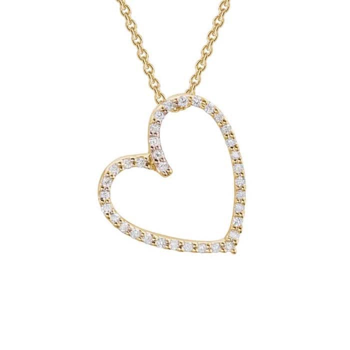 Mountz Collection Open Diamond Heart Pendant Necklace in 14K Yellow Gold