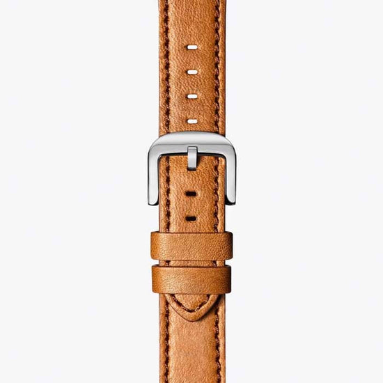 Shinola 24MM Regular Length Quick Release Bourbon Leather Watch Strap with Stainless Buckle