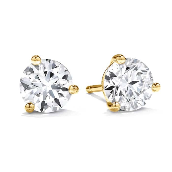 Hearts On Fire .64CTW Select Diamond Three-Prong Stud Earrings in 18K Yellow Gold