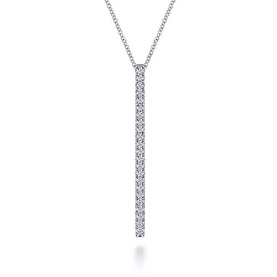 Gabriel & Co. Diamond Pavé Bar Pendant Necklace in 14K White Gold