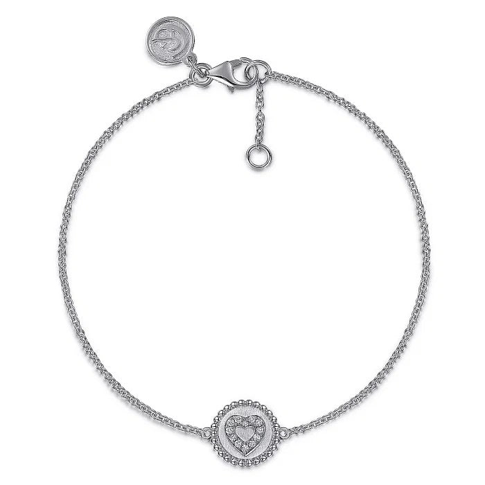 Gabriel & Co. Diamond Bujukan Heart Bracelet in Sterling Silver