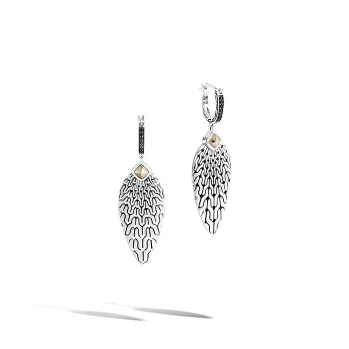 John Hardy Classic Chain Radial Motif Earrings with Pyrite in Sterling Silver