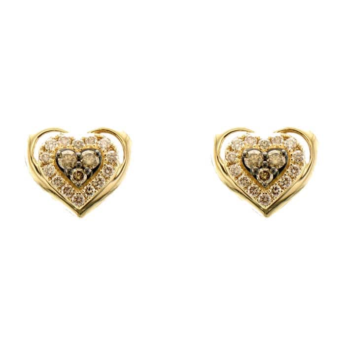 Le Vian Creme Brulee Heart Earrings featuring Chocolate and Nude Diamonds in 14K Honey Gold