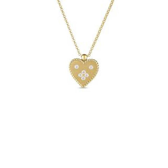 Roberto Coin .08CTW Venetian Princess Small Heart Necklace in 18K Yellow Gold