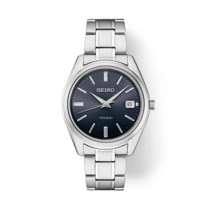 Seiko 40MM Essentials Collection Black Sunray Dial Titanium Watch