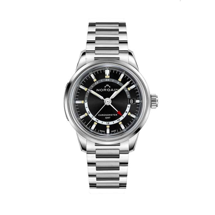 NORQAIN 40MM Freedom 60 GMT Automatic Watch with Black Dial in Stainless Steel
