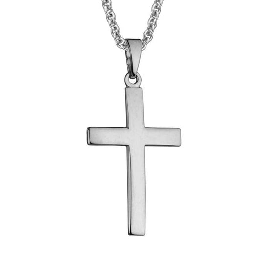 Mountz Collection Plain Curved Front Cross in Sterling Silver