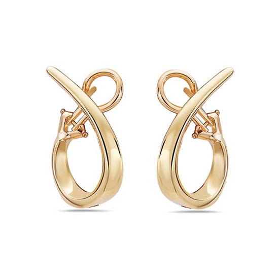 Charles Krypell Small Signature Twisted Hoop Earrings in 18K Yellow Gold
