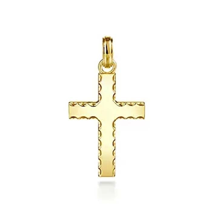 Gabriel & Co. Beveled Trim Cross Pendant in 14K Yellow Gold