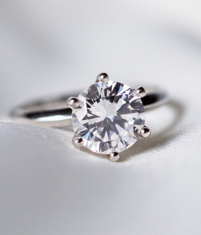 Close up photo of diamond engagement ring
