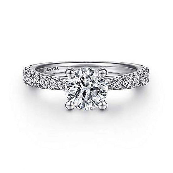 Gabriel & Co. "Avery" Round Diamond Engagement Ring in 14K White Gold