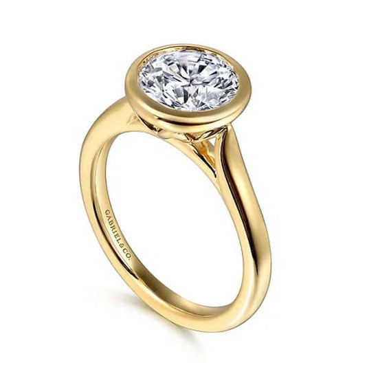 Gabriel & Co. "Giovana" Bezel Solitaire Engagement Ring Semi-Mounting in 14K Yellow Gold
