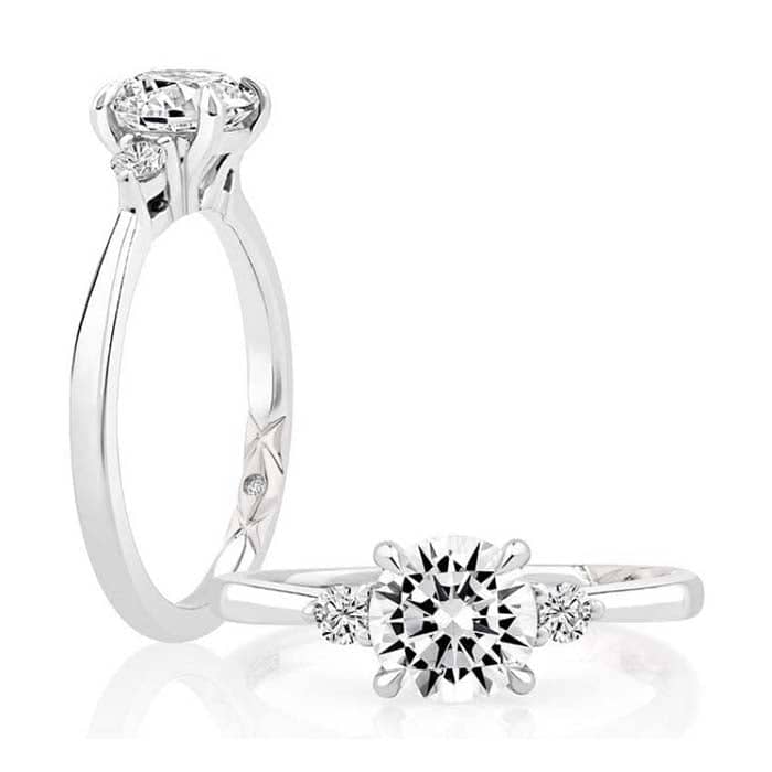 A. Jaffe 3-Stone Round Engagement Ring Semi-Mounting in 14K White Gold