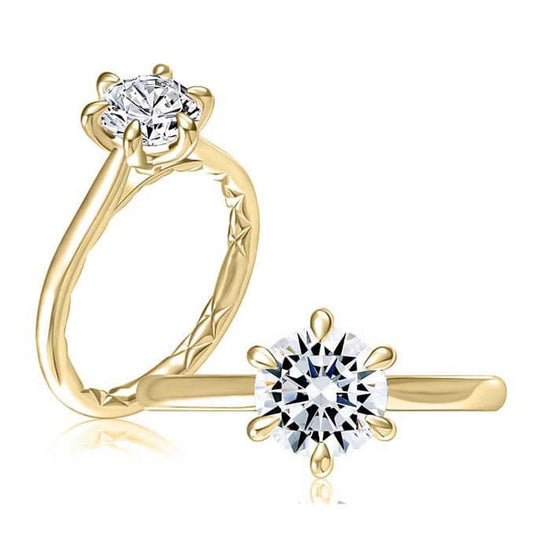 A. Jaffe 6-Prong Round Diamond Solitaire Engagement Ring Mounting in 14K Yellow Gold
