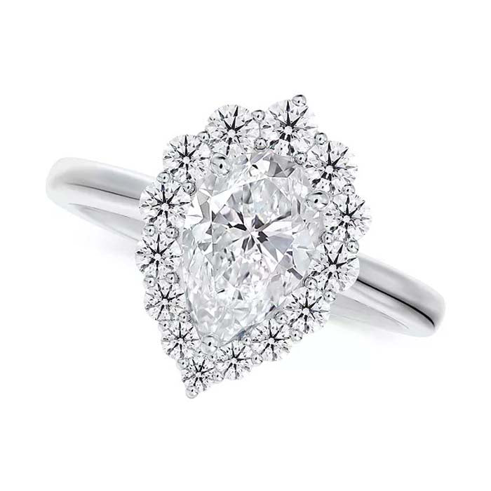 De Beers Forevermark Portfolio Collection Pear Halo Engagement