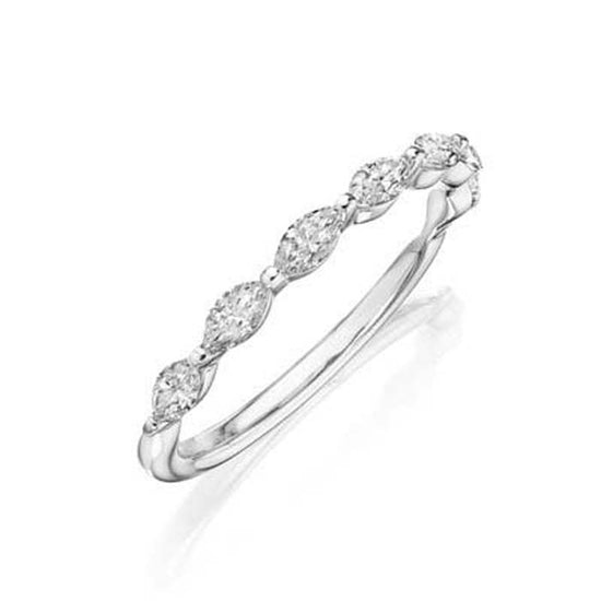Henri Daussi .49CTW Marquise East/West Diamond Band in 14K White Gold