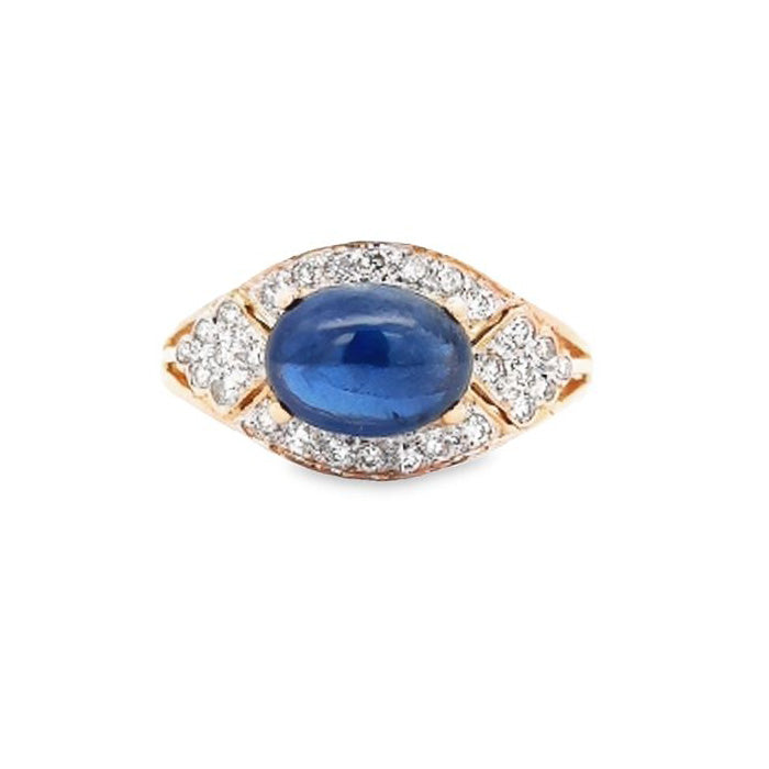 Estate Sapphire and Diamond Ring in 18K Yellow Gold