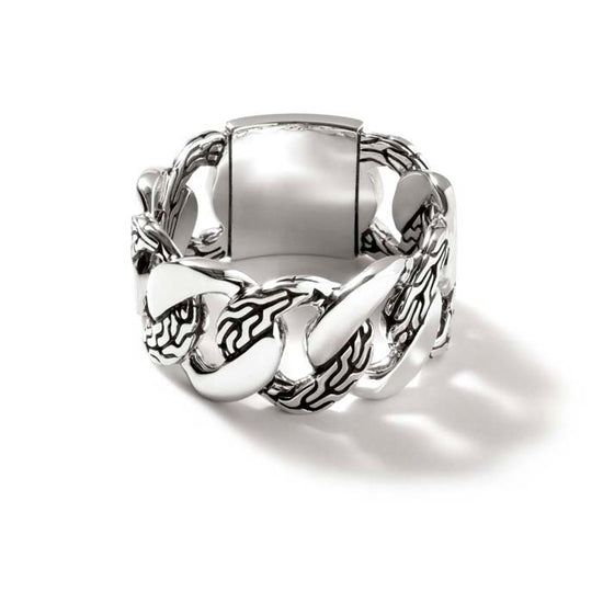 John Hardy Curb Link Band Ring in Sterling Silver - Size 10