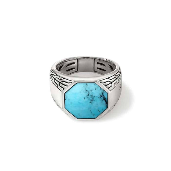 John Hardy Turquoise Signet Ring in Sterling Silver