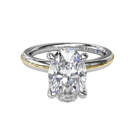 Fana Two-Toned Diamond Engagement Ring Semi-Mounting in 14K White and Yellow Gold