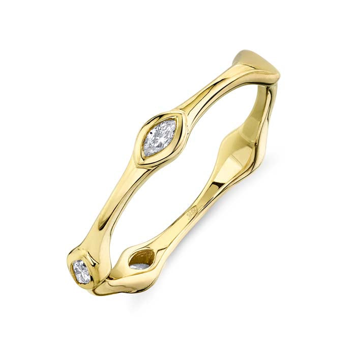 Shy Creation Marquise Diamond Ring in 14K Yellow Gold