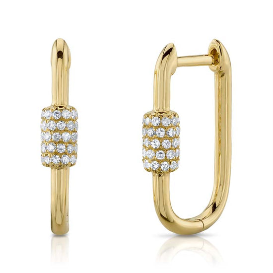 Shy Creation Paperclip Link Diamond Accent Drop Earrings in 14K Yellow Gold