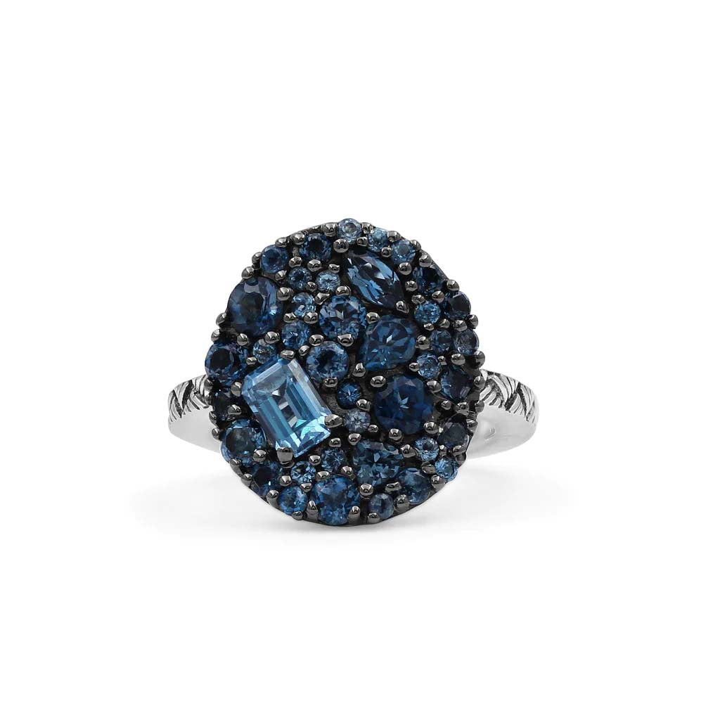 Stephen Dweck Garden Of Stephen Ring with London Blue Topaz Pavé In Sterling Silver
