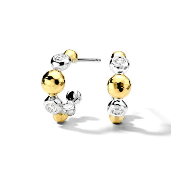 Ippolita Chimera Mini Paparazzi Diamond Hoop Earrings in 18K Yellow Gold and Sterling Silver