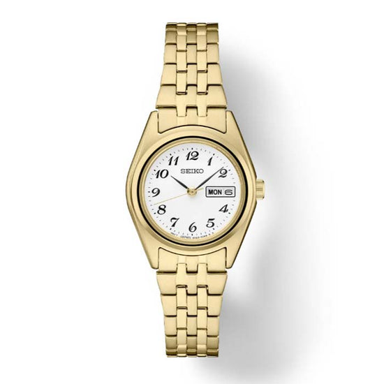 Seiko 25MM White Dial Watch in Gold-Tone Stainless Steel