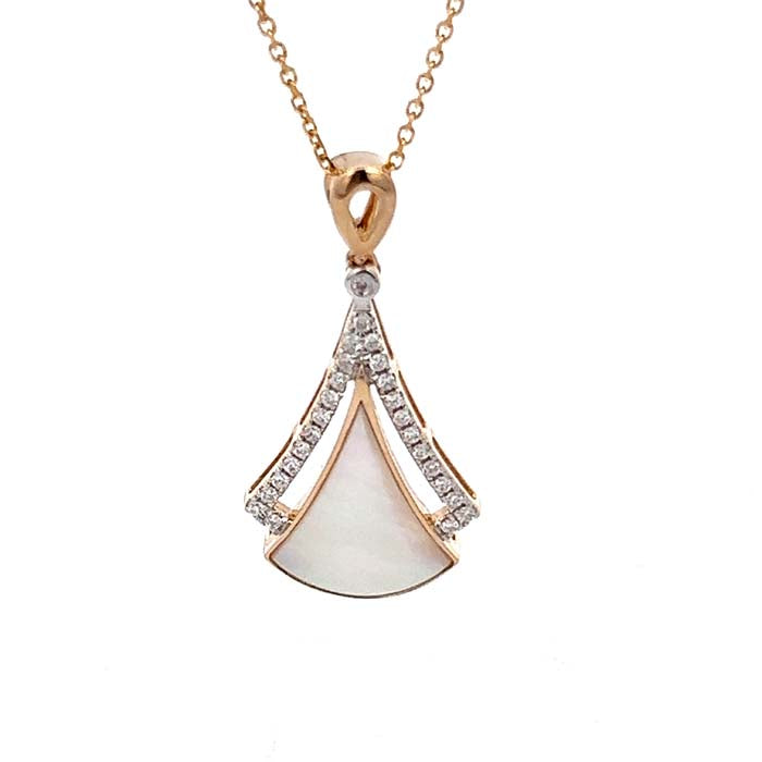 Mountz Collection Mother of Pearl and Diamond Pendant in 14K Yellow Gold