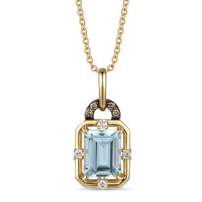 Le Vian Creme Brulee® Pendant featuring Sea Blue Aquamarine with Nude and Chocolate Diamonds in 14K Honey Gold
