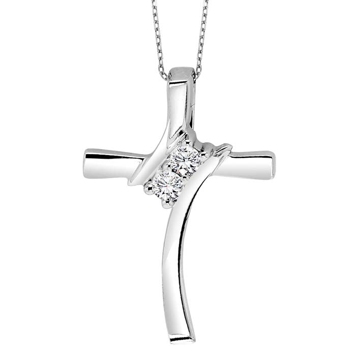 Mountz Collection 1/20CT TWOgether Diamond Cross Pendant in Sterling Silver