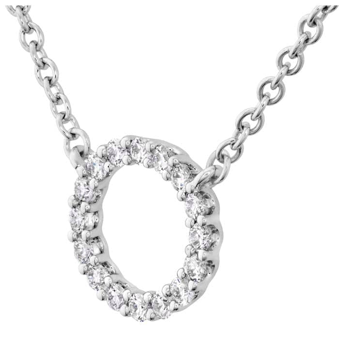 Hearts On Fire .10-.15CTW Small Signature Circle Pendant in 18K White Gold