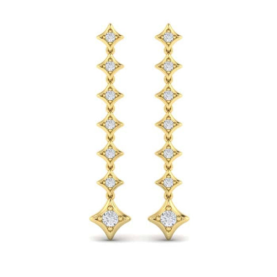Vlora "Estrella Collection" Diamond Vlora Star Long Drop Earrings in 14K Yellow Gold