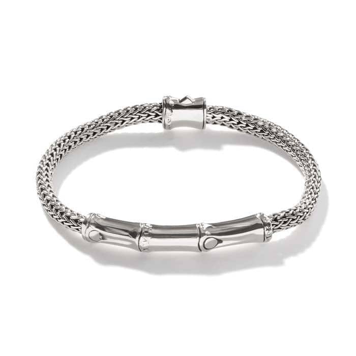 John Hardy Classic Chain Bamboo Station Bracelet in Sterling Silver - Size Medium