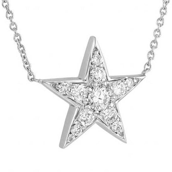 Roberto Coin .26CTW Diamond Five Point Star Necklace in 18K White Gold
