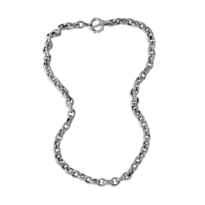 Stephen Dweck Orogento Signature Engraved Weave Linked Sterling Silver Chain Necklace