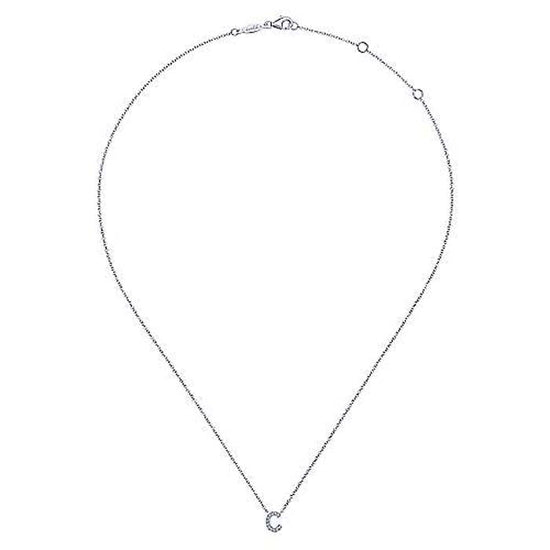 Gabriel & Co. "C" Initial Diamond Pendant Necklace in 14K White Gold