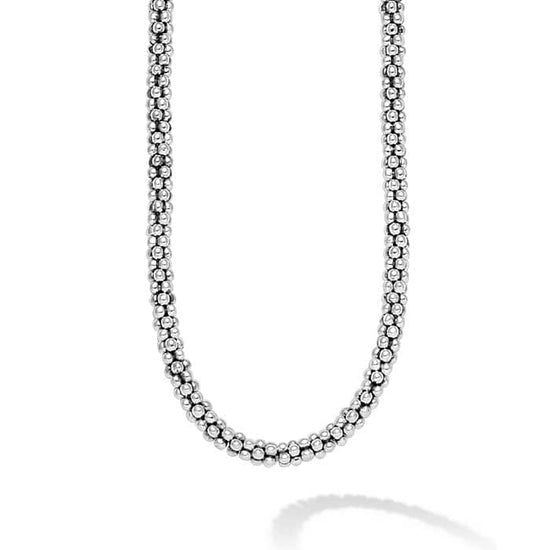 LAGOS 16" Caviar Plain 5MM Necklace in Sterling Silver with Lobster Clasp