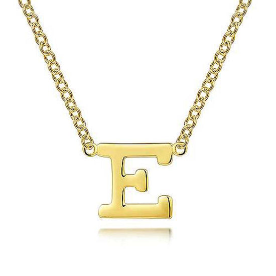 Gabriel & Co. "E" Initial Necklace in 14K Yellow Gold